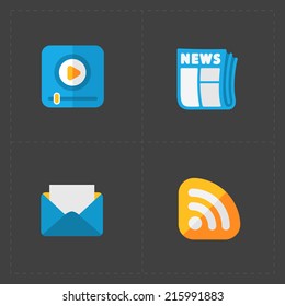 Modern colorful flat social icons set 