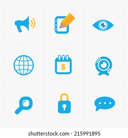 Modern colorful flat social icons set on White
