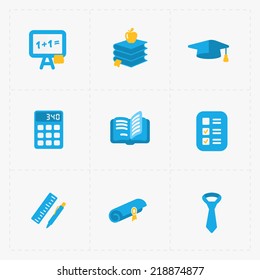 Modern colorful flat social icons set on White