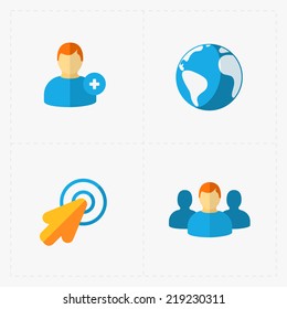 Modern colorful flat social icons set on White