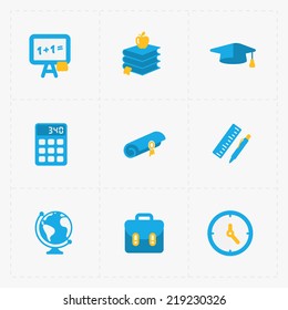 Modern colorful flat social icons set on White