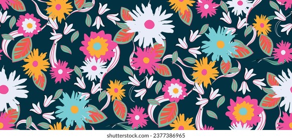 Modern colorful floral pattern. Abstract contemporary seamless pattern. 