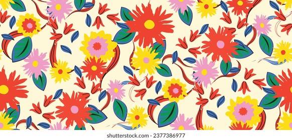 Modern colorful floral pattern. Abstract contemporary seamless pattern. 