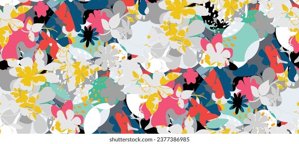 Patrón floral colorido moderno. Resumen del patrón contemporáneo sin fisuras. 