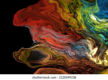 Modern colorful flow background on black. Wave Liquid shape in color banner. Art design for your design project. Vector illustration.