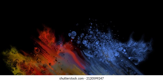 Modern colorful flow background on black. Wave Liquid shape in color banner. Art design for your design project. Vector illustration.