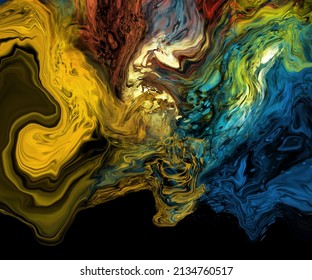 Modern colorful flow background on black. Wave Liquid shape in color banner. Art design for your design project. Vector illustration.