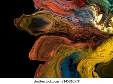 Modern colorful flow background on black. Wave Liquid shape in color banner. Art design for your design project. Vector illustration.
