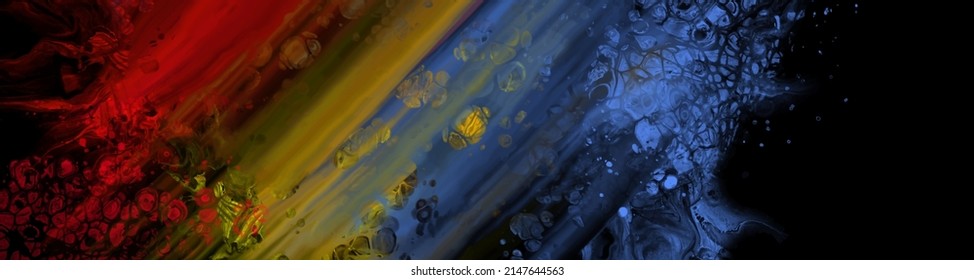 Fondo de flujo colorido moderno sobre negro. Forma líquida ondulada en el banner de color. Diseño artístico para su proyecto de diseño. Ilustración vectorial.