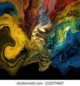 Fondo de flujo colorido moderno sobre negro. Forma líquida ondulada en el banner de color. Diseño artístico para su proyecto de diseño. Ilustración vectorial.