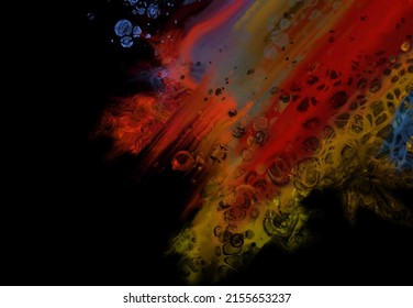 Modern colorful flow background on black. Wave Liquid shape in color banner. Art design for your design project. Vector illustration.