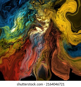 Modern colorful flow background on black. Wave Liquid shape in color banner. Art design for your design project. Vector illustration.
