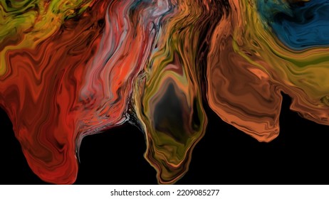 Fondo de flujo colorido moderno sobre negro. Forma líquida ondulada en el banner de color. Diseño artístico para su proyecto de diseño. Ilustración vectorial.