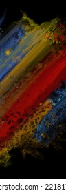 Modern colorful flow background on black. Wave Liquid shape in color banner. Art design for your design project. Vector illustration.