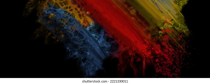 Modern colorful flow background on black. Wave Liquid shape in color banner. Art design for your design project. Vector illustration.