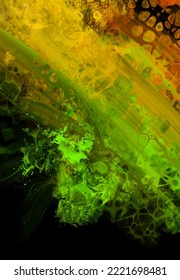 Modern colorful flow background on black. Wave Liquid shape in color banner. Art design for your design project. Vector illustration.