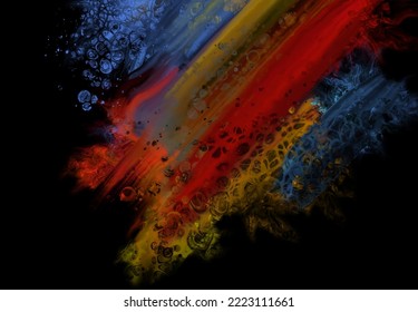 Modern colorful flow background on black. Wave Liquid shape in color banner. Art design for your design project. Vector illustration.