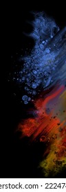 Moderner bunter Flusshintergrund auf Schwarz. Wave Liquid Form in Farbe Banner. Kunstdesign für Ihr Gestaltungsprojekt. Vektorgrafik.