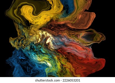 Fondo de flujo colorido moderno sobre negro. Forma líquida ondulada en el banner de color. Diseño artístico para su proyecto de diseño. Ilustración vectorial.