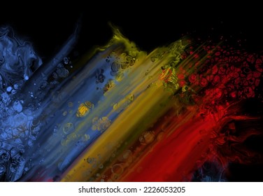 Fondo de flujo colorido moderno sobre negro. Forma líquida ondulada en el banner de color. Diseño artístico para su proyecto de diseño. Ilustración vectorial.