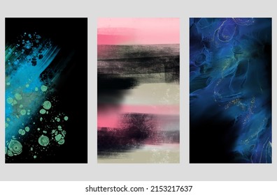 Modern colorful flow backgrounds set. Abstract color banners collection. Art for your design project. Vector illustration.