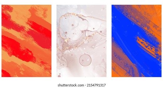 Modern colorful flow backgrounds set. Abstract color banners collection. Art for your design project. Vector illustration.