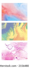 Modern colorful flow backgrounds set. Abstract color banners collection. Art for your design project. Vector illustration.