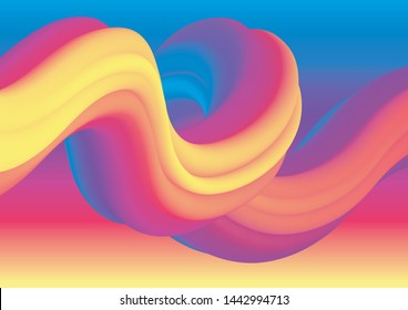Modern colorful flow illustration. Abstract 3d curve in vibrant colors. Visual creative concept. 