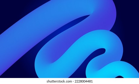 Modern colorful flow line poster. Dynamic 3d shape. Wave gradient mesh Liquid shape in neon blue background color. Abstract lava design for your project. Vector illustration. Trendy wallpaper 