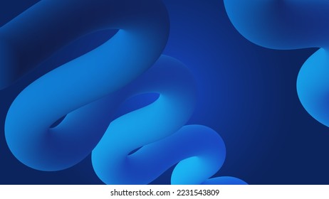 Modern colorful flow line poster. Dynamic 3d shape. Wave gradient mesh Liquid shape in neon blue background color. Abstract lava design for your project. Vector illustration. Trendy wallpaper 