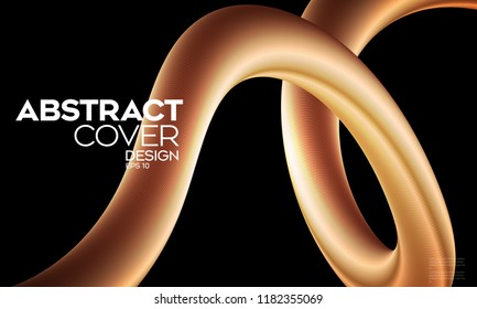 Modern colorful flow poster. . 3d Fluid shape illustration in black color background. Art design for your design project. Vector illustration EPS10