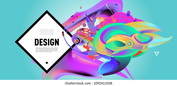 Modern colorful flow poster with bird head. Wave Liquid shape in colorful background. Art design for your design project. Vector illustration EPS10