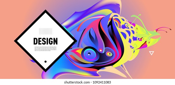 Modern colorful flow poster with bird head. Wave Liquid shape in colorful background. Art design for your design project. Vector illustration EPS10