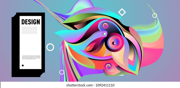 Modern colorful flow poster with bird head. Wave Liquid shape in colorful background. Art design for your design project. Vector illustration EPS10