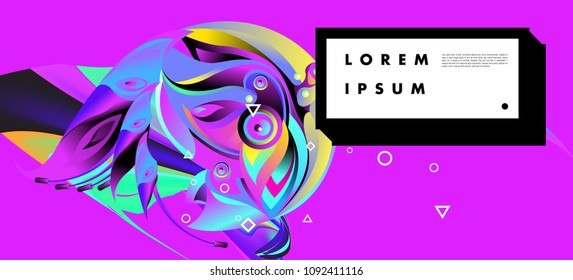 Modern colorful flow poster with bird head. Wave Liquid shape in colorful background. Art design for your design project. Vector illustration EPS10