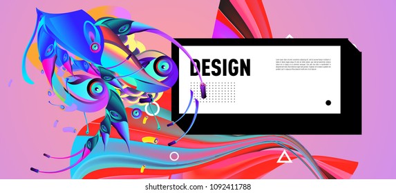 Modern colorful flow poster with bird head. Wave Liquid shape in colorful background. Art design for your design project. Vector illustration EPS10