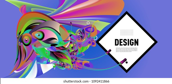 Modern colorful flow poster with bird head. Wave Liquid shape in colorful background. Art design for your design project. Vector illustration EPS10