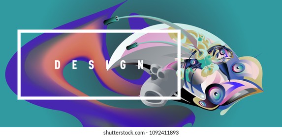 Modern colorful flow poster with bird head. Wave Liquid shape in colorful background. Art design for your design project. Vector illustration EPS10