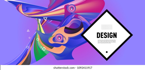 Modern colorful flow poster with bird head. Wave Liquid shape in colorful background. Art design for your design project. Vector illustration EPS10