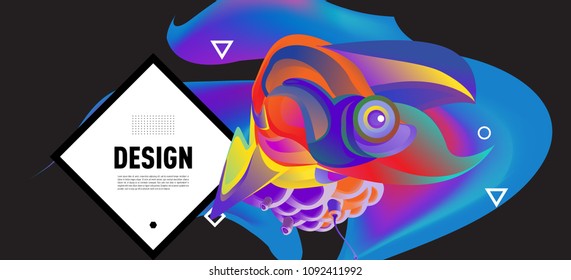 Modern colorful flow poster with bird head. Wave Liquid shape in colorful background. Art design for your design project. Vector illustration EPS10