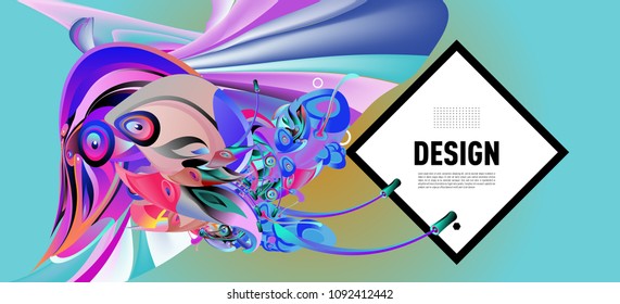 Modern colorful flow poster with bird head. Wave Liquid shape in colorful background. Art design for your design project. Vector illustration EPS10