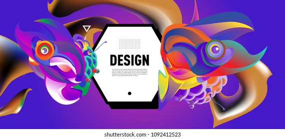 Modern colorful flow poster with bird head. Wave Liquid shape in colorful background. Art design for your design project. Vector illustration EPS10