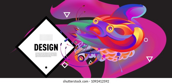 Modern colorful flow poster with bird head. Wave Liquid shape in colorful background. Art design for your design project. Vector illustration EPS10
