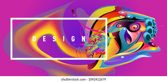 Modern colorful flow poster with bird head. Wave Liquid shape in colorful background. Art design for your design project. Vector illustration EPS10