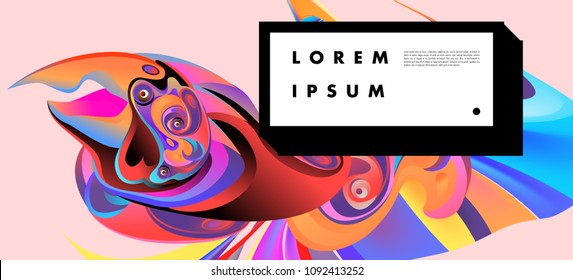 Modern colorful flow poster with bird head. Wave Liquid shape in colorful background. Art design for your design project. Vector illustration EPS10