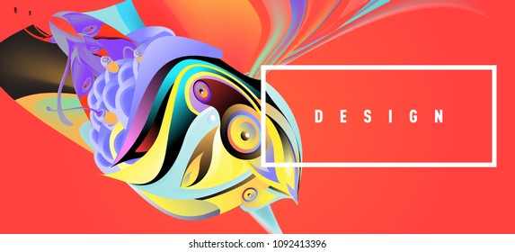 Modern colorful flow poster with bird head. Wave Liquid shape in colorful background. Art design for your design project. Vector illustration EPS10