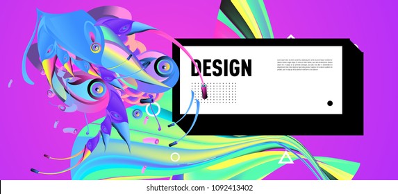 Modern colorful flow poster with bird head. Wave Liquid shape in colorful background. Art design for your design project. Vector illustration EPS10