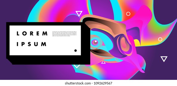 Modern colorful flow poster with bird head. Wave Liquid shape in colorful background. Art design for your design project. Vector illustration EPS10
