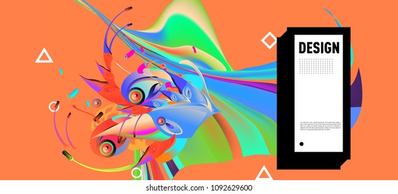 Modern colorful flow poster with bird head. Wave Liquid shape in colorful background. Art design for your design project. Vector illustration EPS10