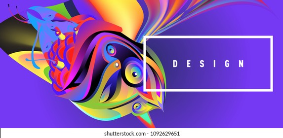 Modern colorful flow poster with bird head. Wave Liquid shape in colorful background. Art design for your design project. Vector illustration EPS10